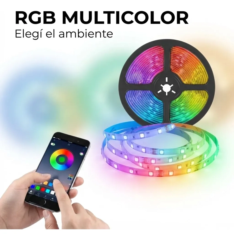 CINTA LED RGB 5 METROS BLUETOOTH CONTROL CELULAR - 4