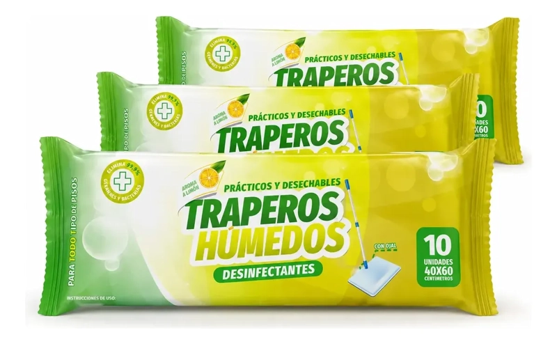 TRAPERO HUMEDO PISOS LIMON 60 UNIDADES - 2