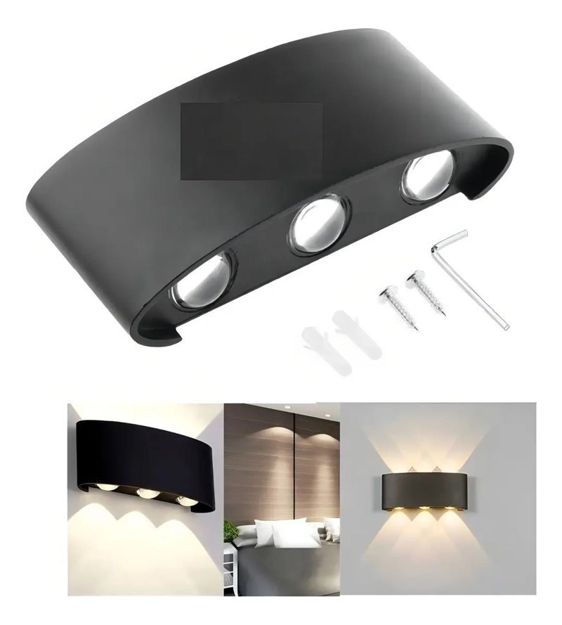 APLIQUE DE PARED 6 LED LUZ CALIDA DECORACION HOGAR - 2