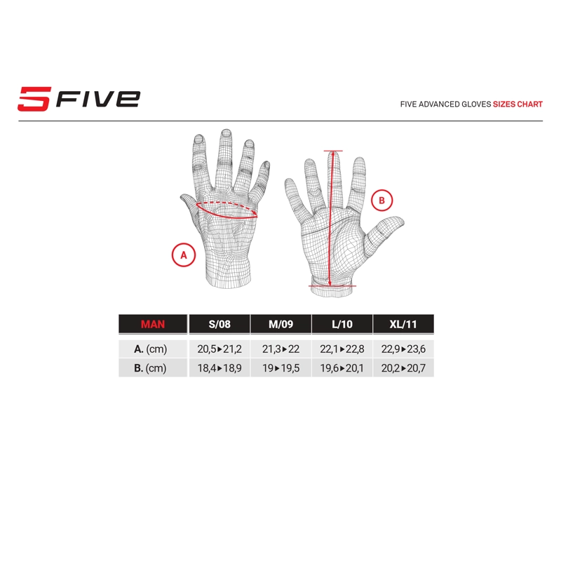 GUANTE DE MOTO FIVE GLOVES EVO ROJO - 4