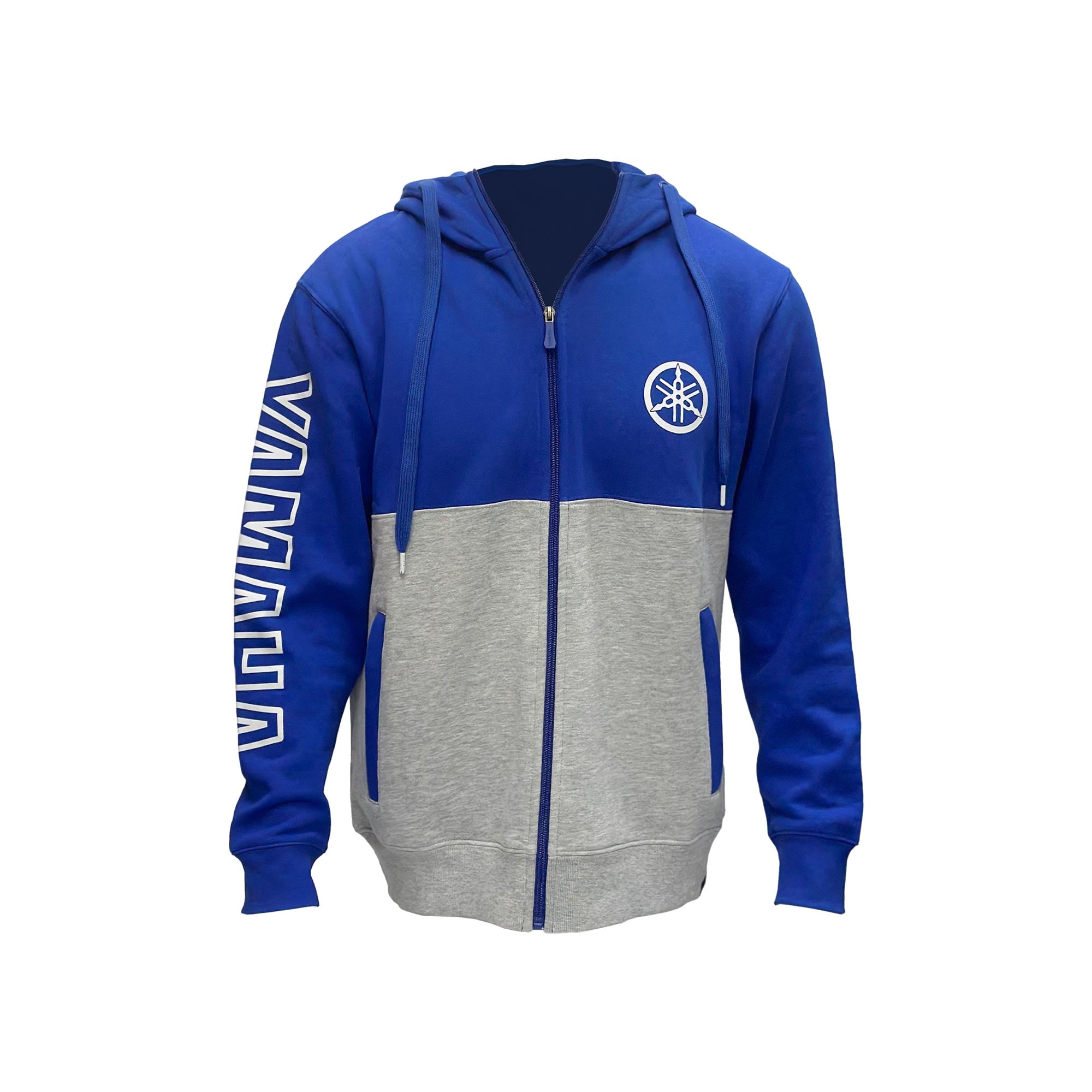POLERÓN DE HOMBRE YAMAHA MANGA LARGA HOOD AZUL GRIS - 1
