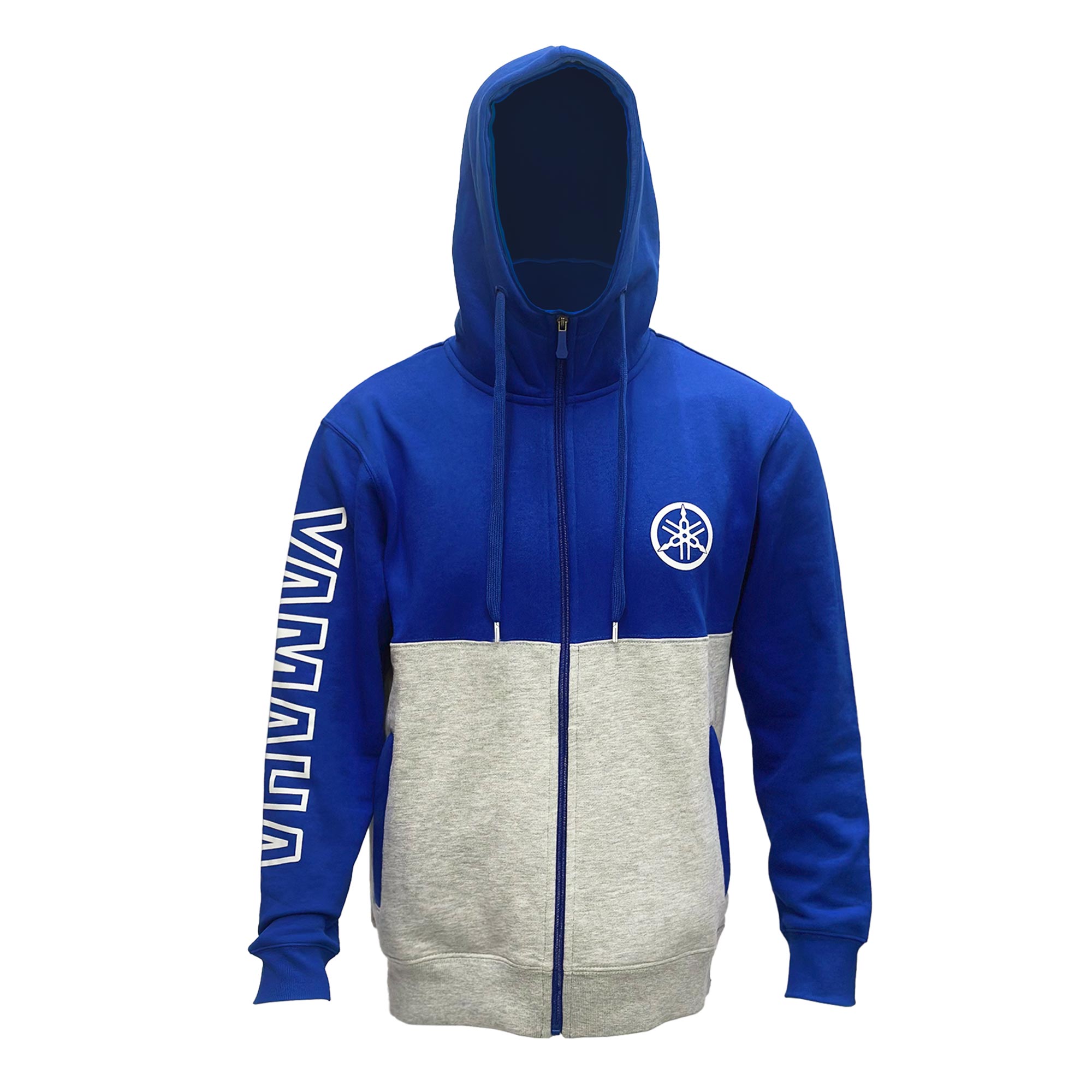 POLERÓN DE HOMBRE YAMAHA MANGA LARGA HOOD AZUL GRIS - 2