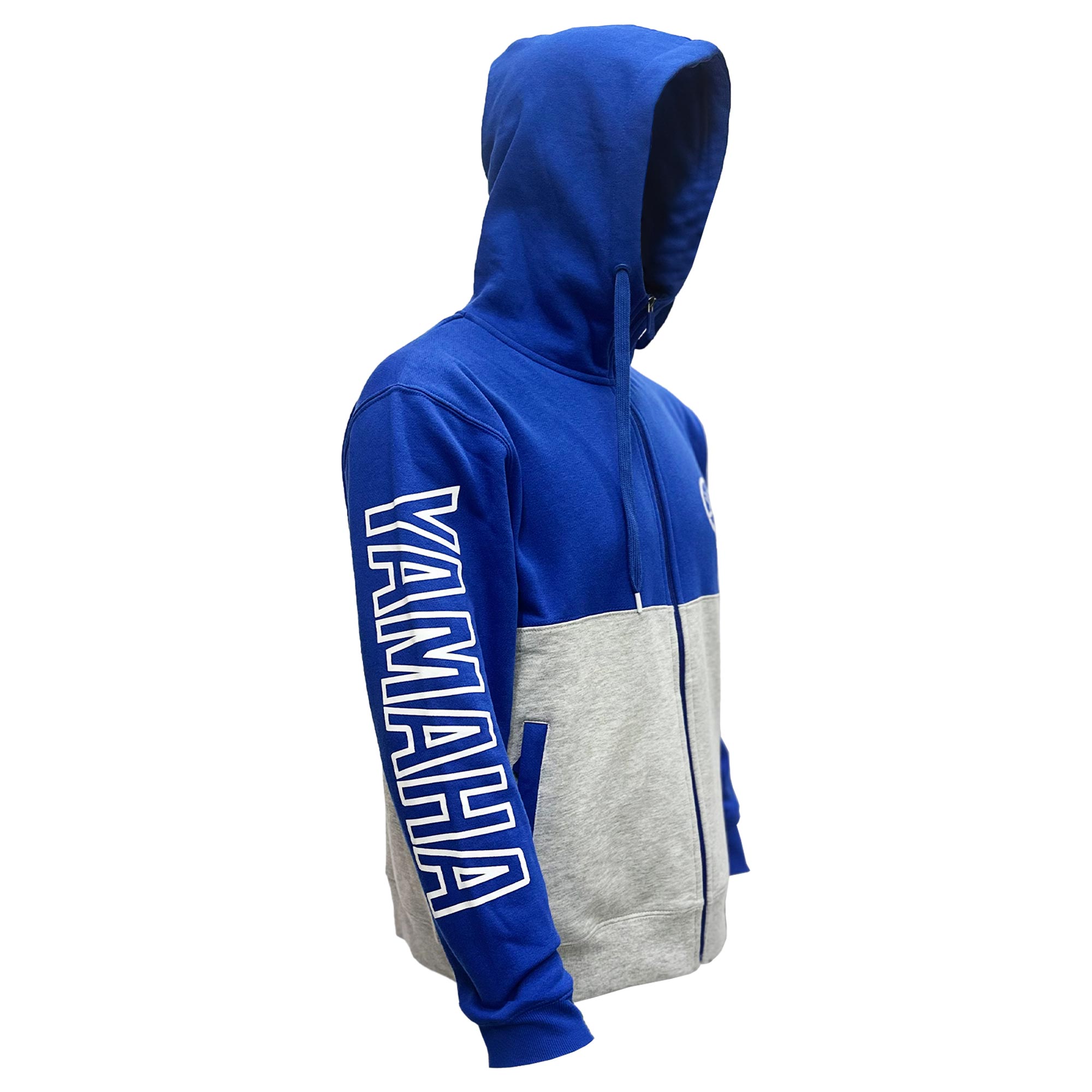 POLERÓN DE HOMBRE YAMAHA MANGA LARGA HOOD AZUL GRIS - 3