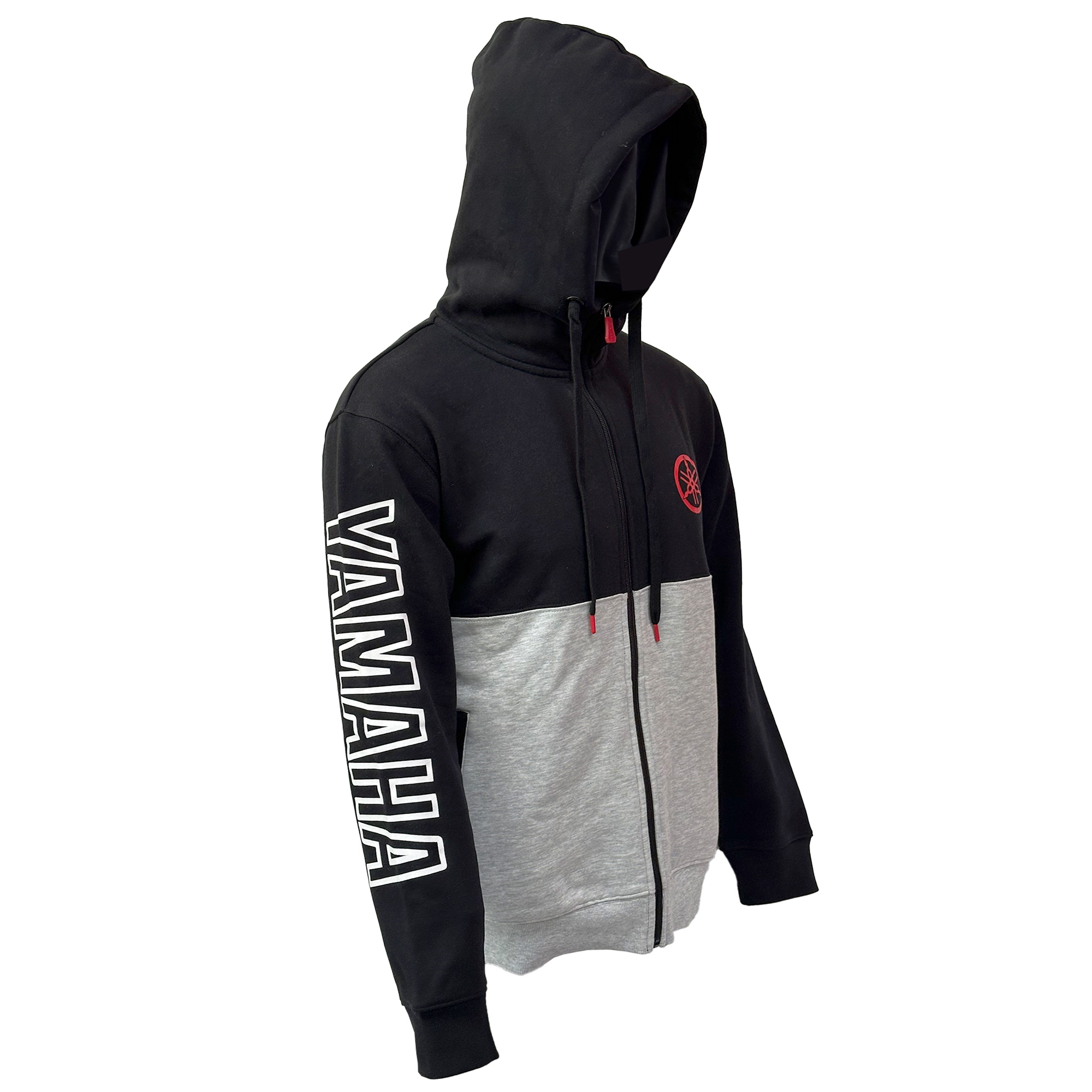 POLERÓN DE HOMBRE YAMAHA MANGA LARGA HOOD NEGRO GRIS - 2