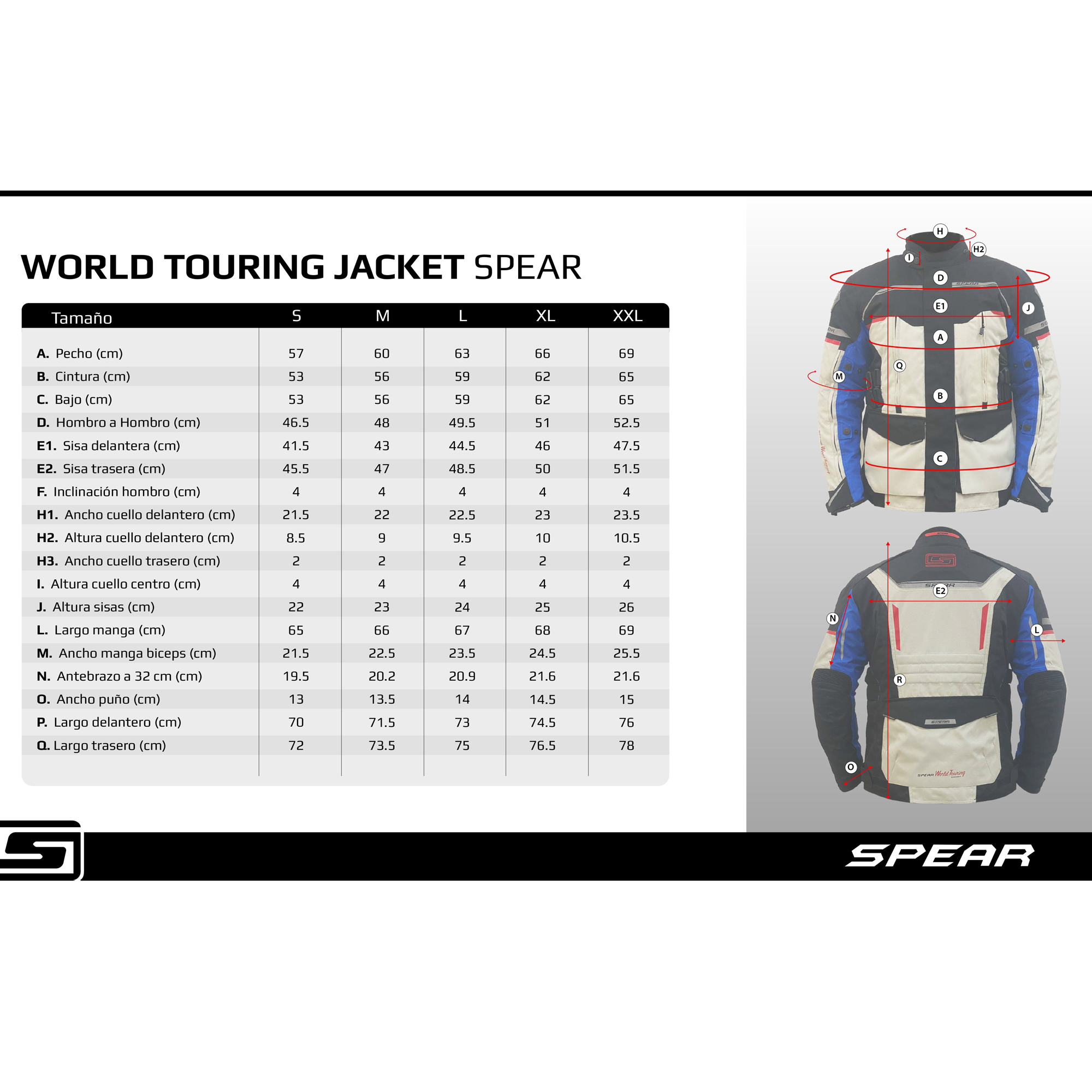 CHAQUETA DE MOTO SPEAR WORLD TOURING GRIS - 6