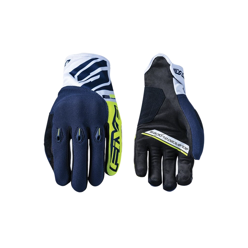 GUANTES MOTO FIVE E3 EVO AZUL AMARILLO FLUOR - 1