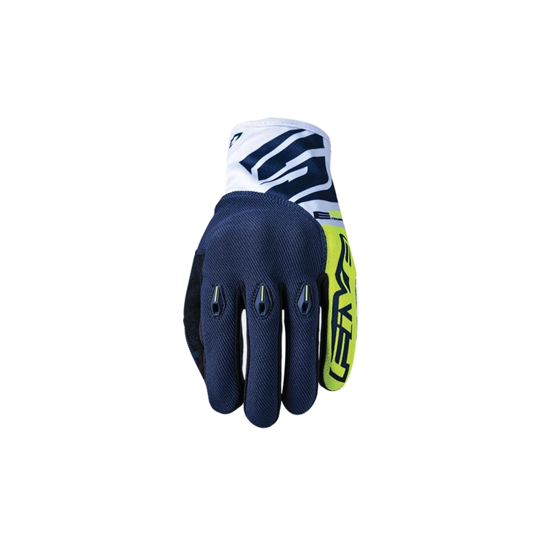 GUANTES MOTO FIVE E3 EVO AZUL AMARILLO FLUOR - 2