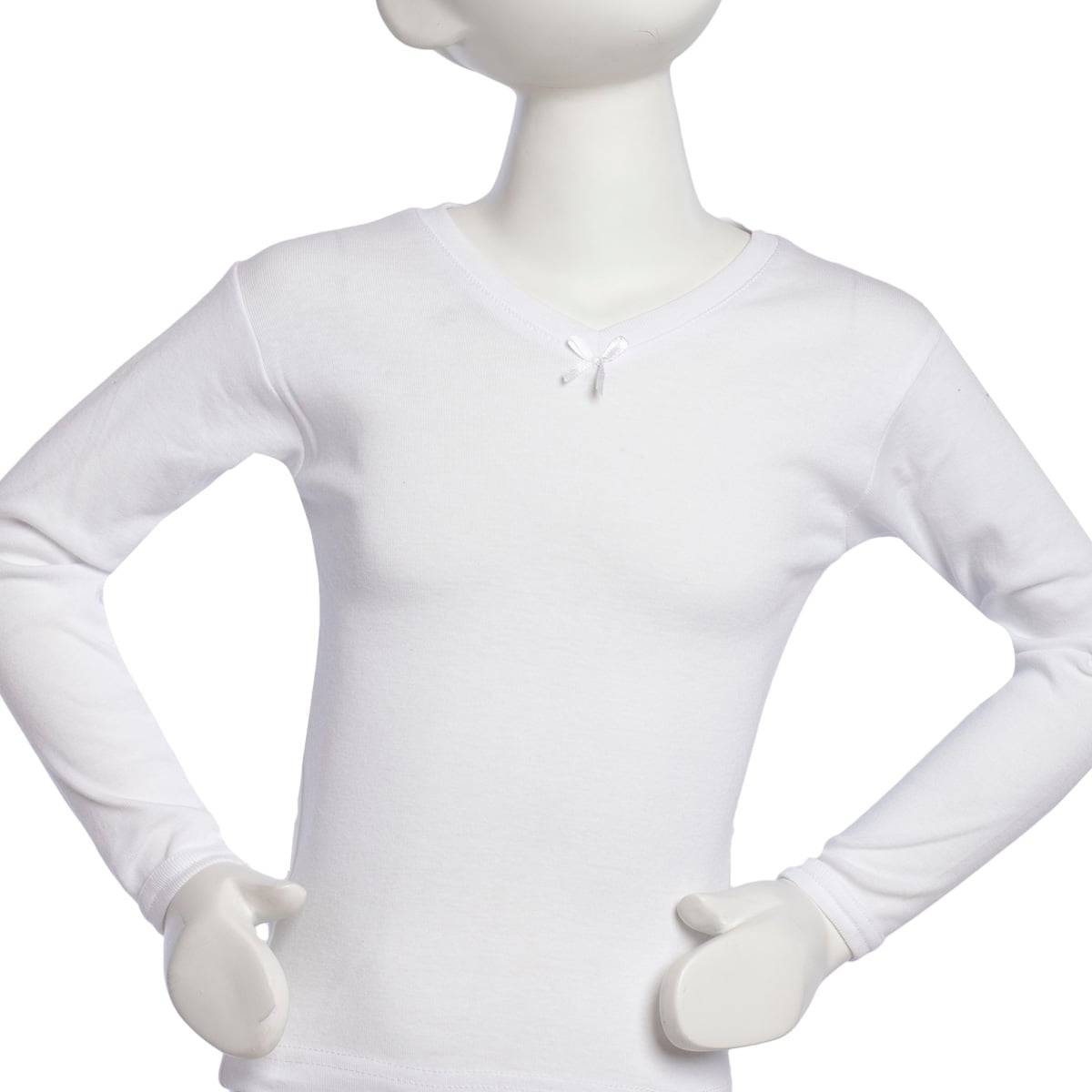 CAMISETA MANGA LARGA ALGODÓN NIÑA TAIS BLANCO LOLA CUELLO 'V' JUV - 1
