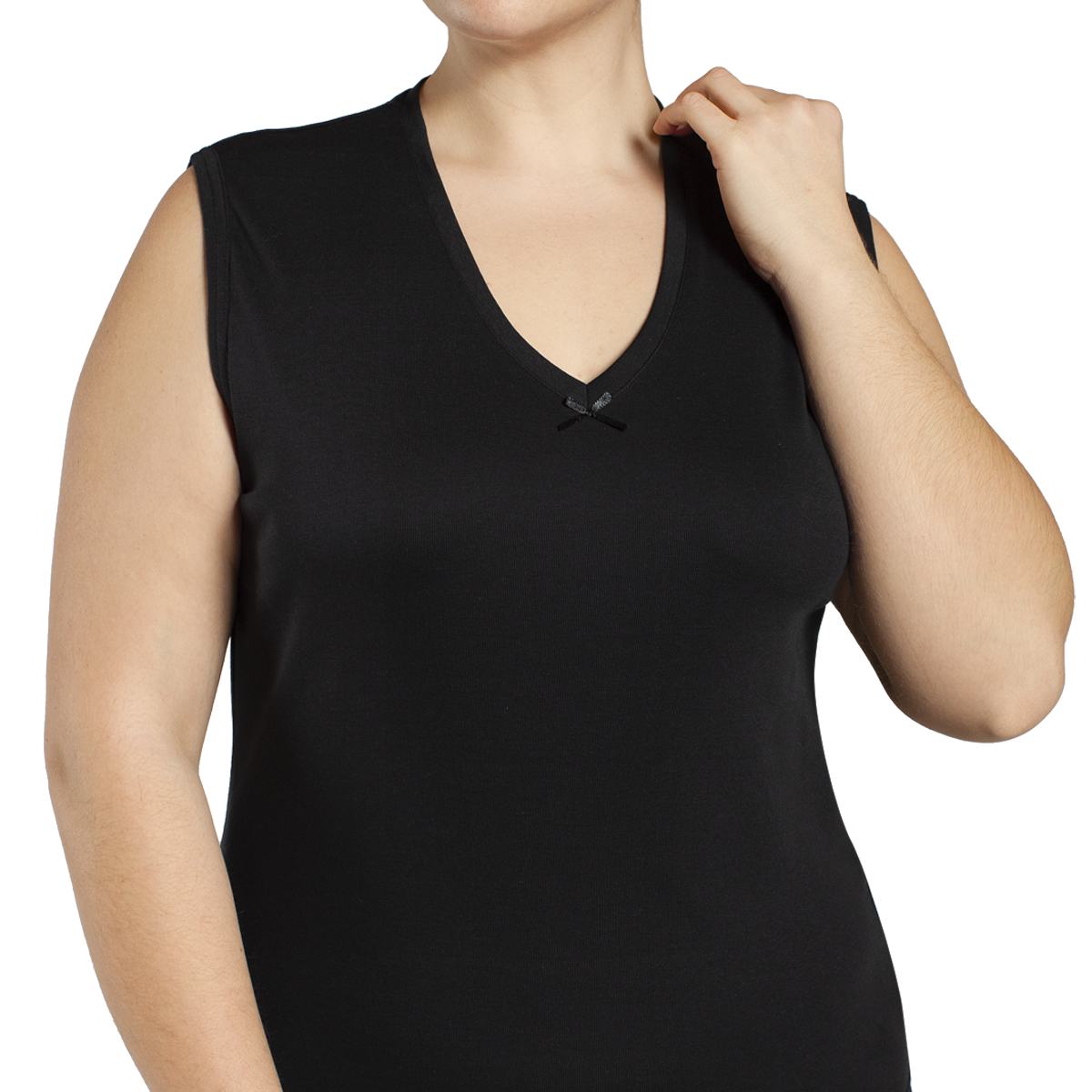 CAMISETA MUJER SIN MANGAS CUELLO 'V' ALGODÓN - 2