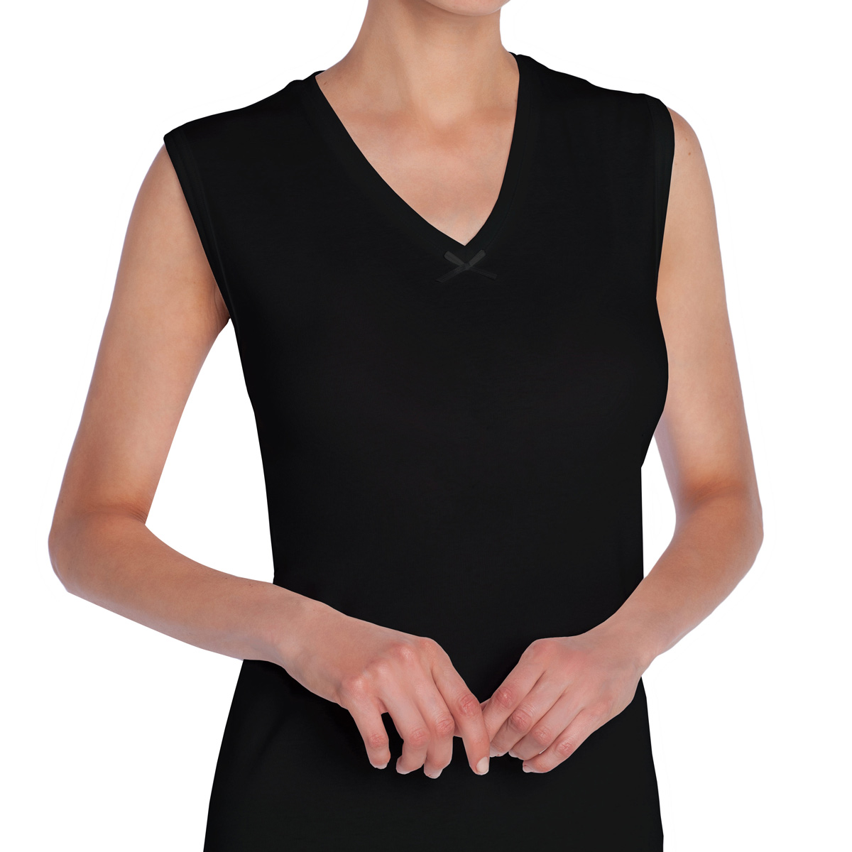CAMISETA MUJER SIN MANGAS CUELLO 'V' ALGODÓN - 4