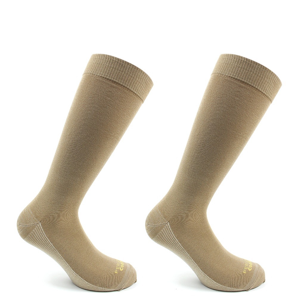 PACK X2 PARES DE CALCETINES MUJER PERUGGI COBRE + BAMBOO LISO VESTIR LARGO 3/4 - 1