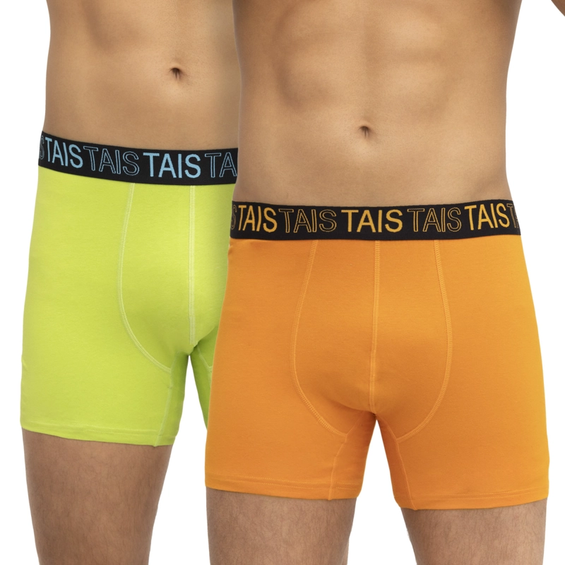 PACK BÓXER HOMBRE TAIS COTTON SPANDEX COLORES NARANJO VERDE LIMON - 1