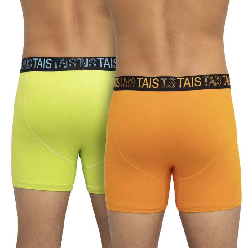 PACK BÓXER HOMBRE TAIS COTTON SPANDEX COLORES NARANJO VERDE LIMON - 2
