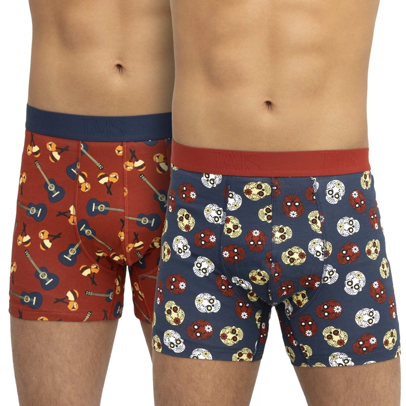 PACK BÓXER HOMBRE TAIS COTTON SPANDEX ICONOS GUITARRAS CALAVERAS - 1