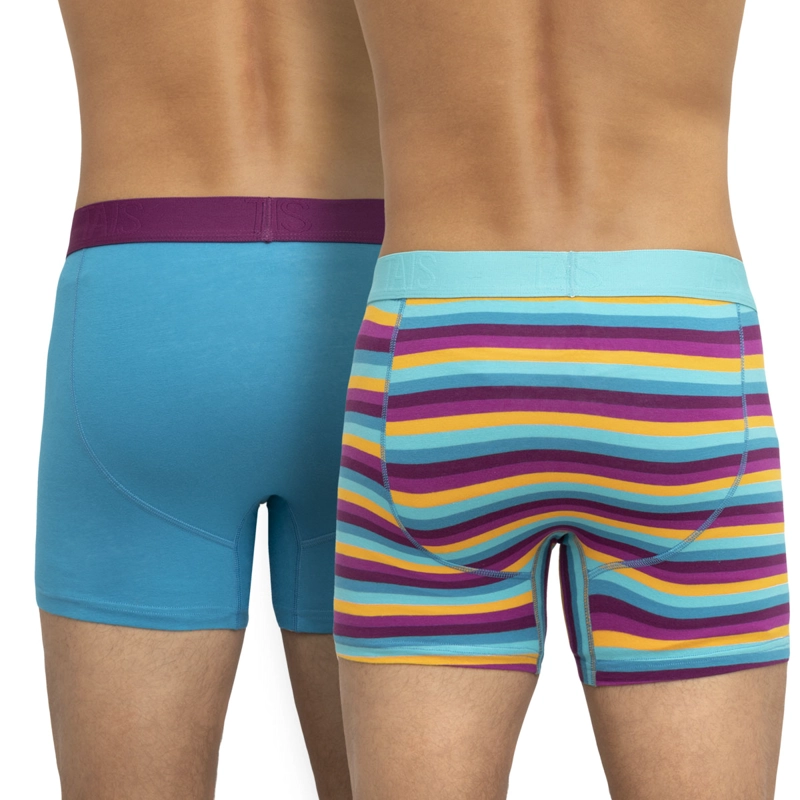 BÓXER HOMBRE TAIS ELAST A LA VISTA FULL TEJIDO COTTON SPANDEX RAYAS TURQUESA LISO PETROLEO - 2