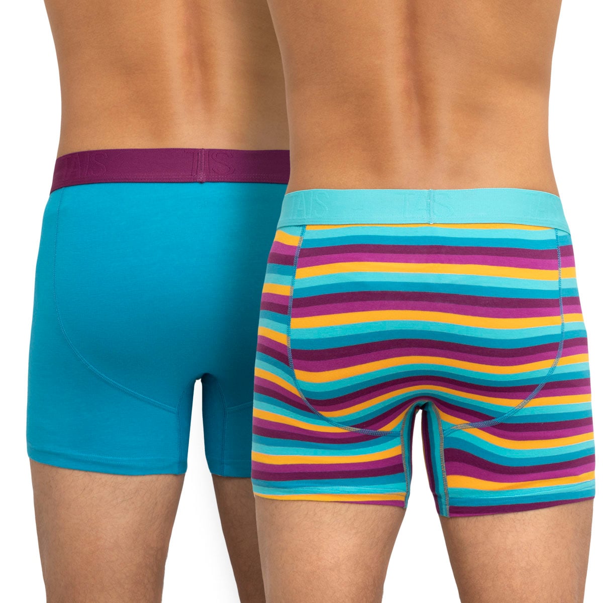BÓXER HOMBRE TAIS ELAST A LA VISTA FULL TEJIDO COTTON SPANDEX RAYAS TURQUESA LISO PETROLEO - 2