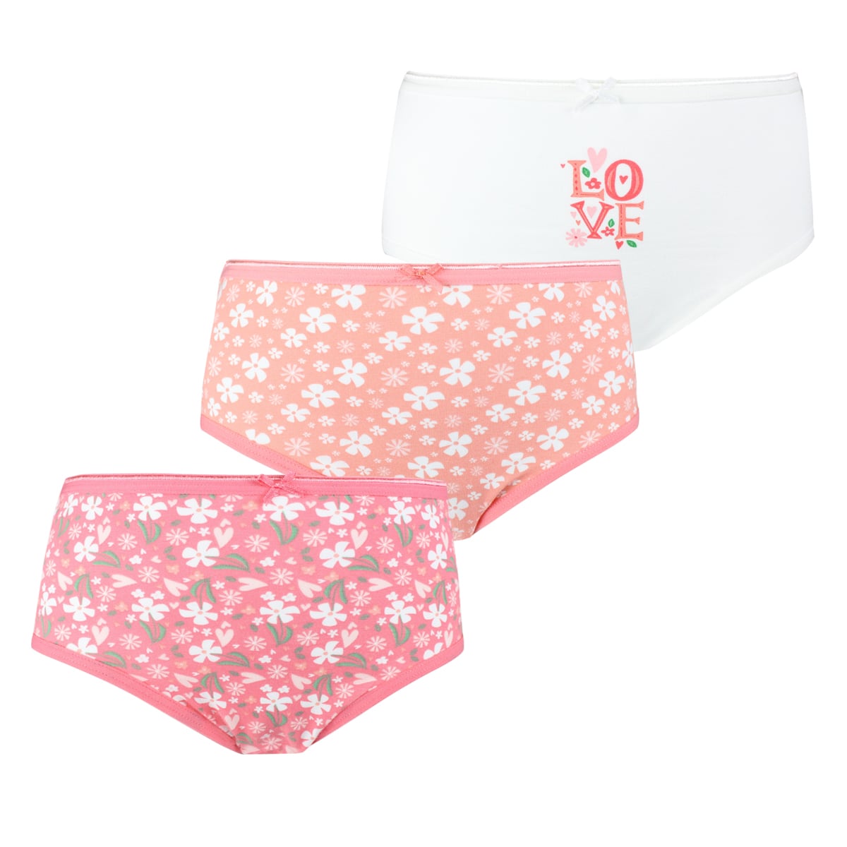 3 CALZONES COTTON SPANDEX NIÑA TAIS ROSA FUERTE - 1
