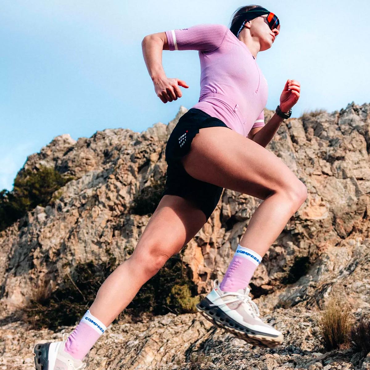 CALCETÍN UNISEX COMPRESSPORT OI24 C PRO RACING V4.0 TRAIL LILA - 3