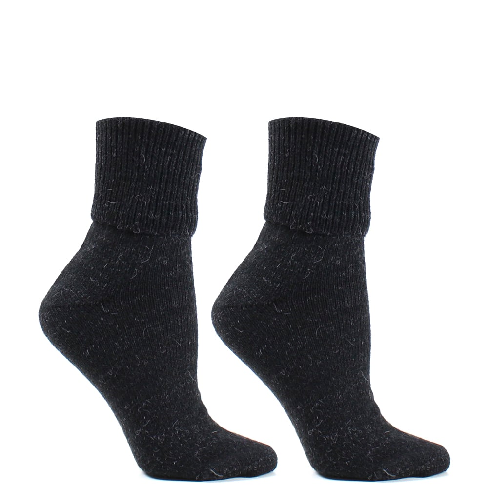 PACK X2 PARES DE CALCETINES LANA MUJER MONARCH CASHEMERE CON VUELTA NEGRO - 1