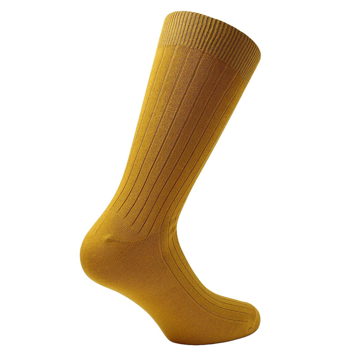 CALCETÍN HOMBRE PERUGGI BAMBOO ACANALADO LARGO AMERICANO MOSTAZA - 1
