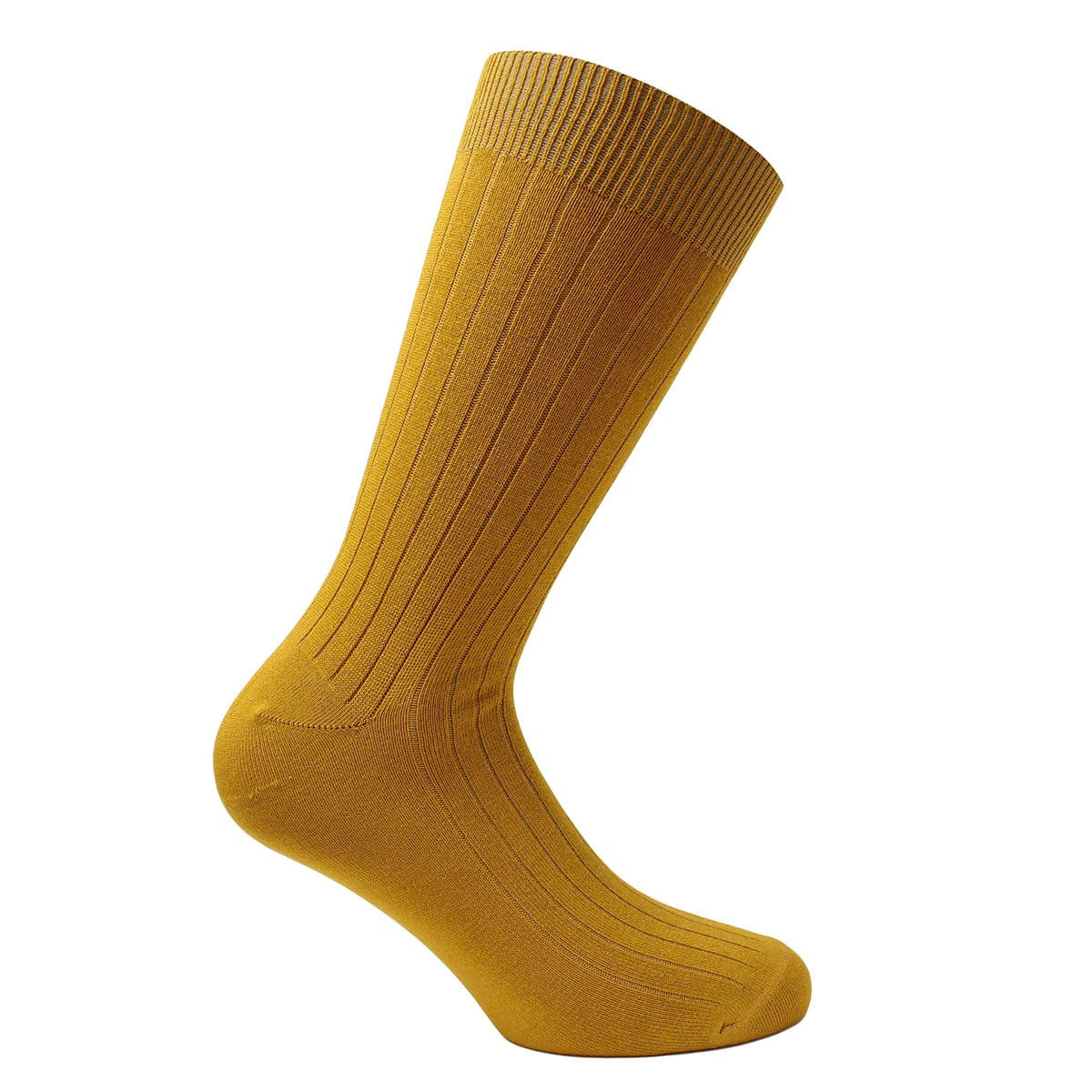 CALCETÍN HOMBRE PERUGGI BAMBOO ACANALADO LARGO AMERICANO MOSTAZA - 2