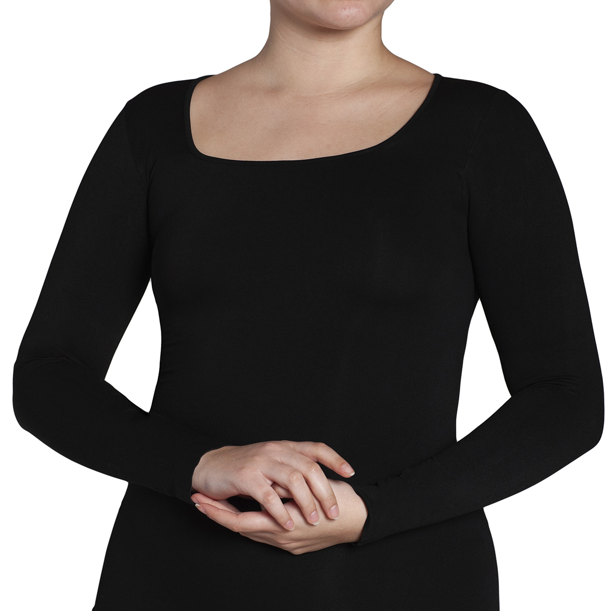 MONARCH - POLERA MANGA LARGA ESCOTE CUADRADO NEGRO - 4