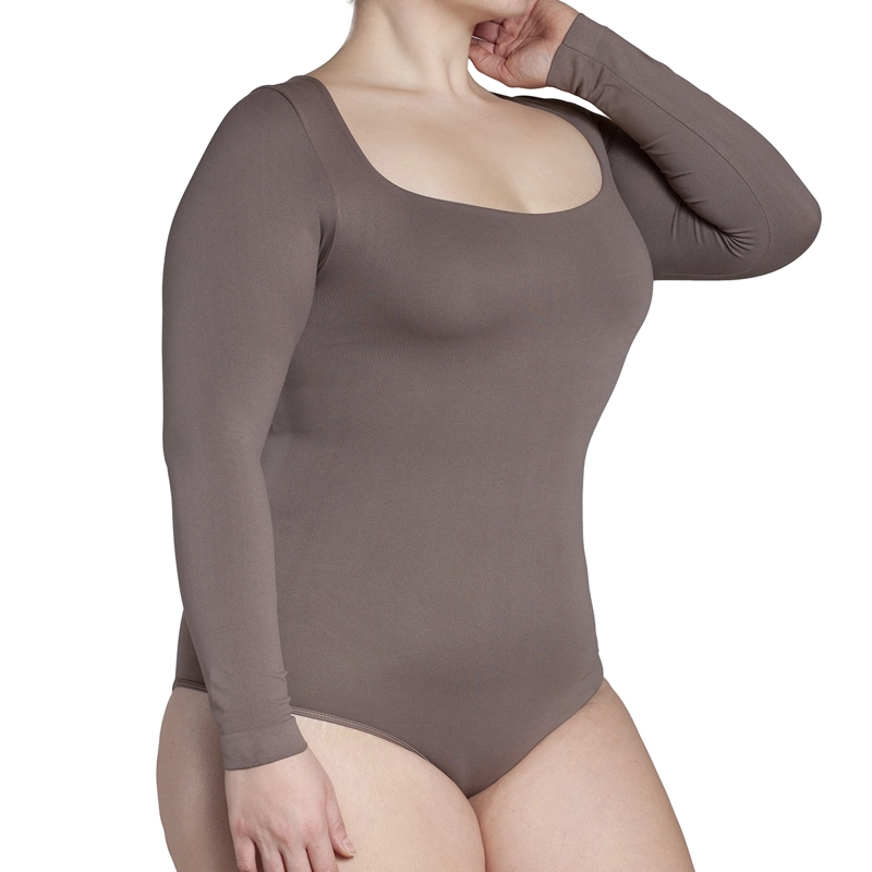 MONARCH - BODY MANGA LARGA ESCOTE CUADRADO CENIZA - 2