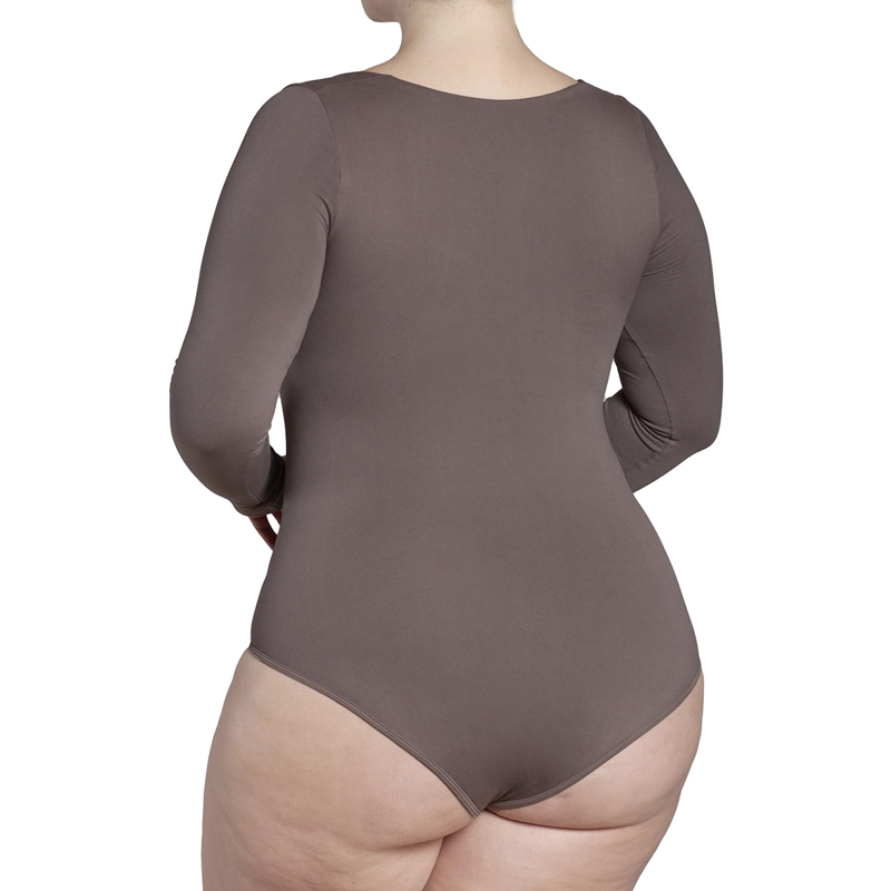 MONARCH - BODY MANGA LARGA ESCOTE CUADRADO CENIZA - 3