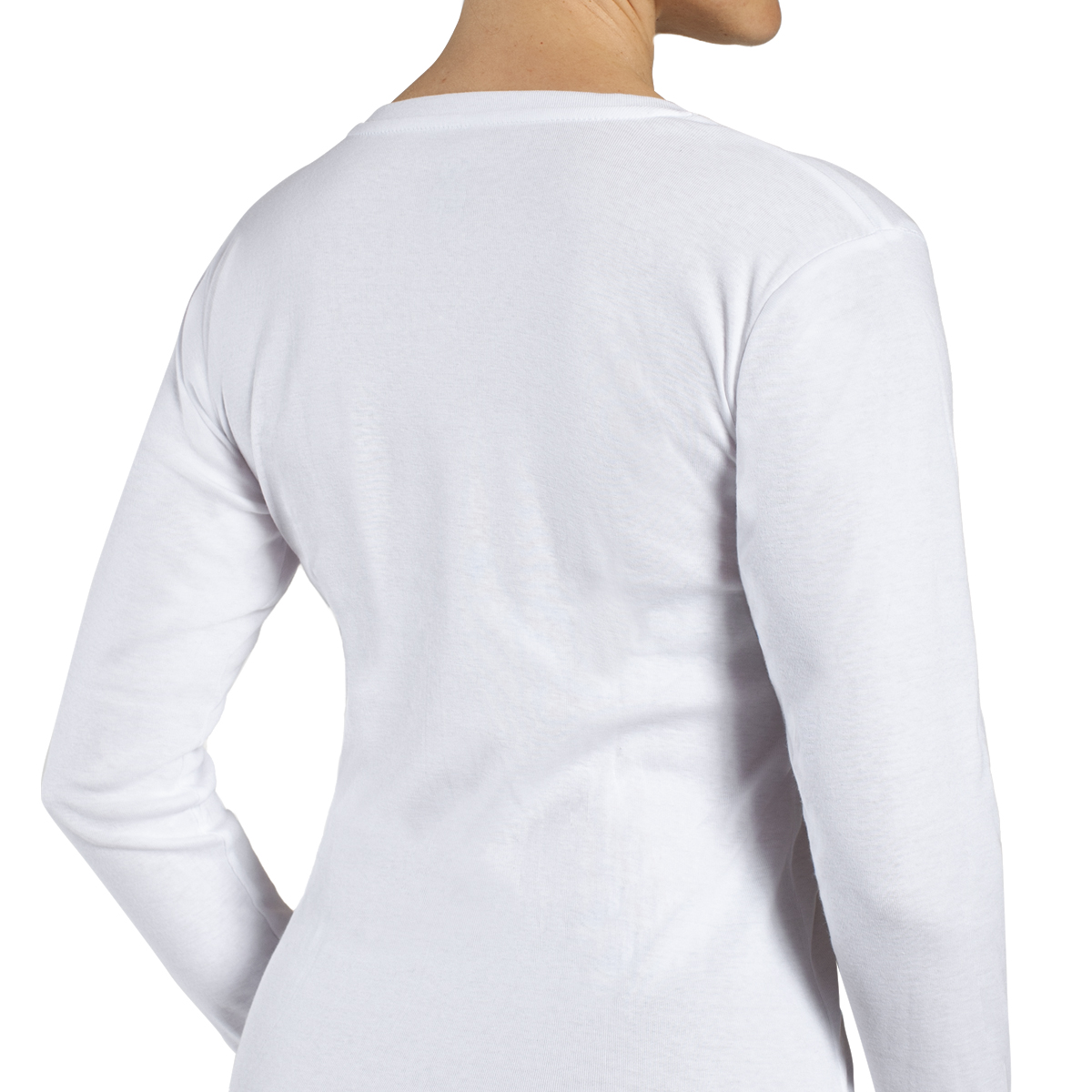 CAMISETA CUELLO V MANGA LARGA EN COLOR BLANCO MONARCH - 4