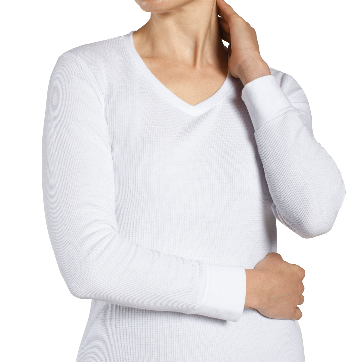 CAMISETA TERMICA MICROPANAL CUELLO V EN COLOR BLANCO MONARCH - 3
