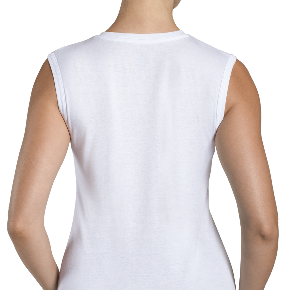 CAMISETA ALGODÓN CUELLO V SIN MANGAS EN COLOR BLANCO MONARCH - 3