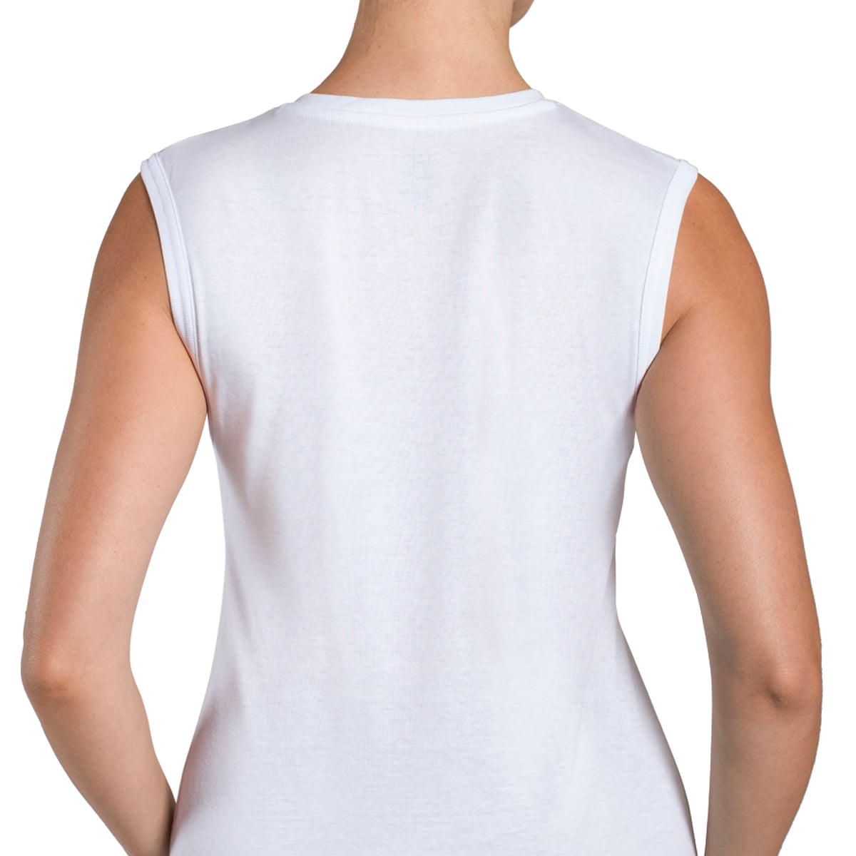 CAMISETA ALGODÓN CUELLO V SIN MANGAS EN COLOR BLANCO MONARCH - 3