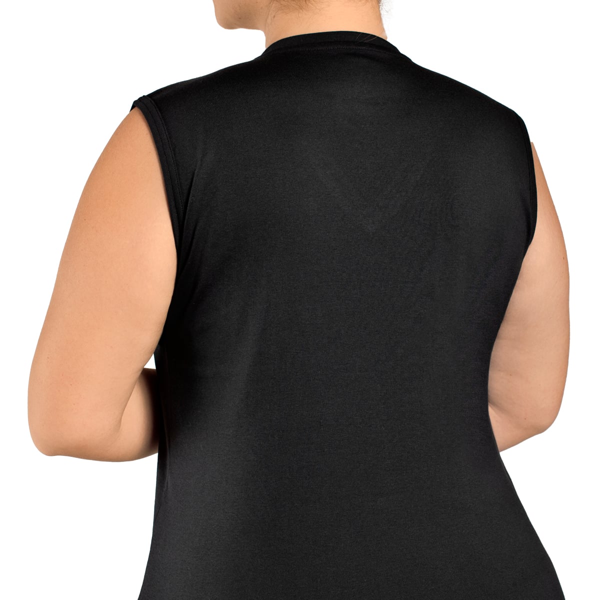 CAMISETA ALGODÓN CUELLO V SIN MANGAS EN COLOR NEGRO MONARCH - 3