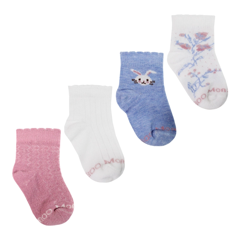 4 PARES CALCETIN BAMBOO RECIE N NACIDO ROSAS MONARCH - 1