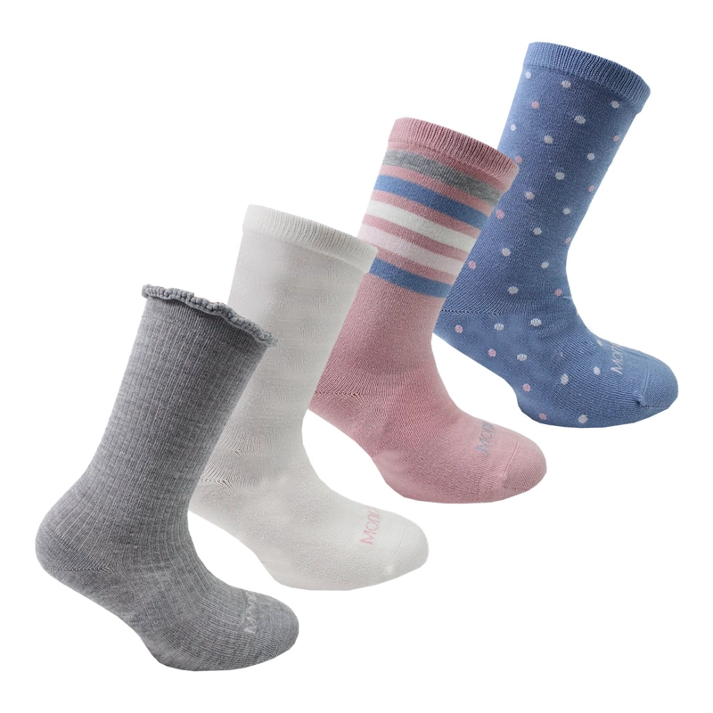 4 PARES CALCETIN BAMBOO KIDS FLORES LARGO 3/4 MONARCH - 1