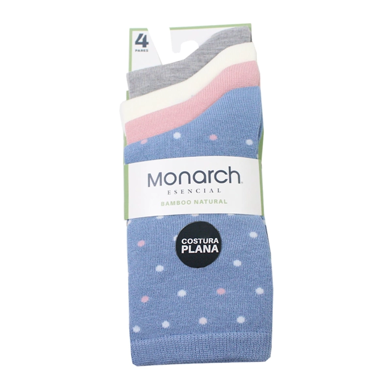 4 PARES CALCETIN BAMBOO KIDS FLORES LARGO 3/4 MONARCH - 3