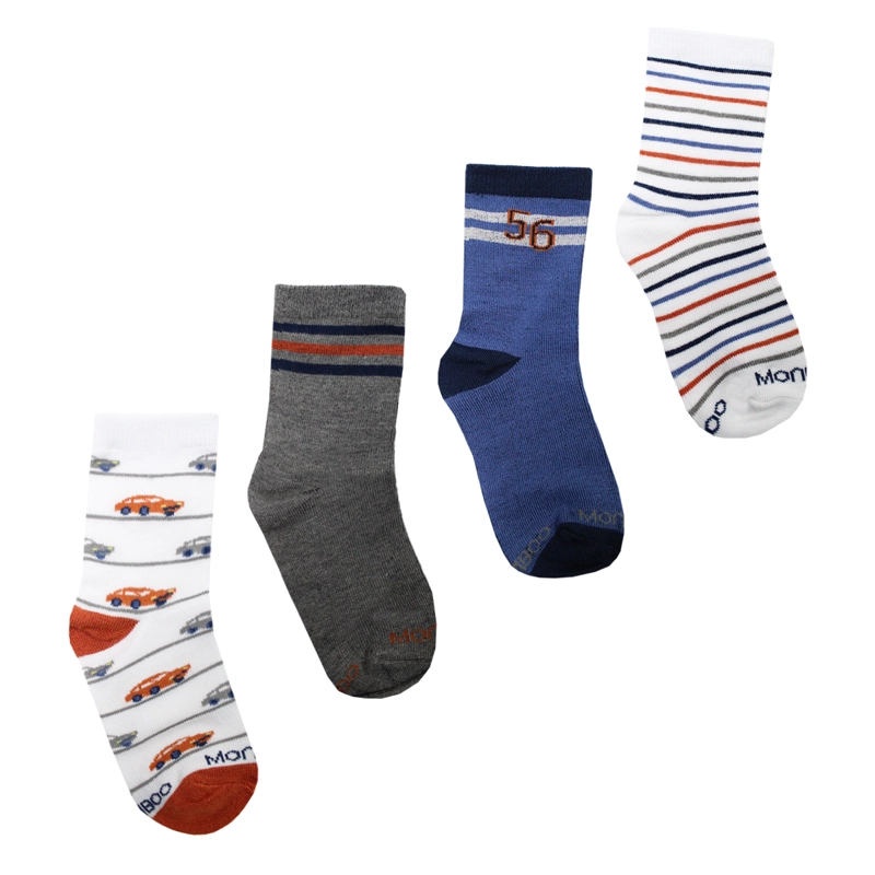 4 PARES CALCETIN BAMBOO AUTOS BEBE  LARGO 3/4 MONARCH - 1