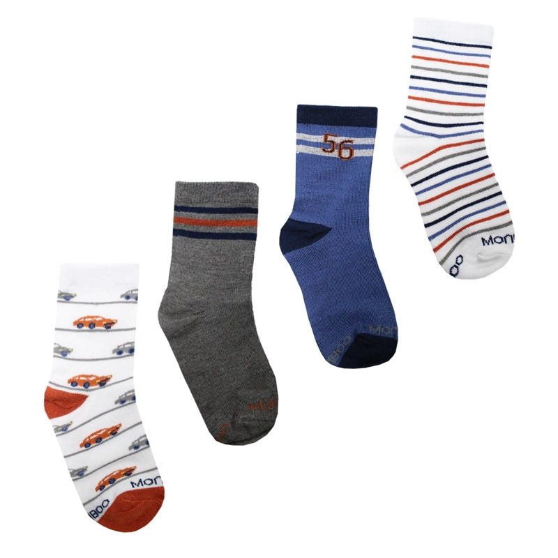 4 PARES CALCETIN BAMBOO AUTOS BEBE  LARGO 3/4 MONARCH - 2