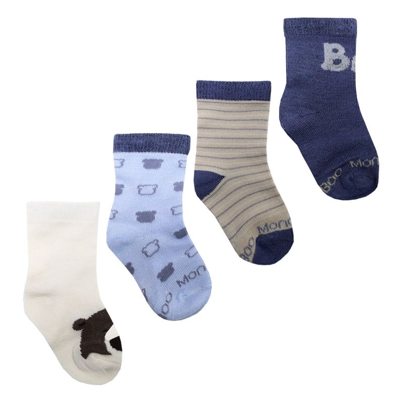4 PARES CALCETIN BAMBOO BEBE  OSO LARGO 3/4 MONARCH - 2