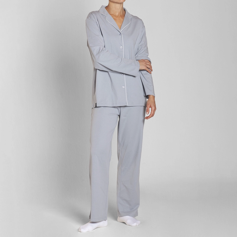 PIJAMA ALGODON ABOTONADO PANTALON LISO MUJER MONARCH - 1