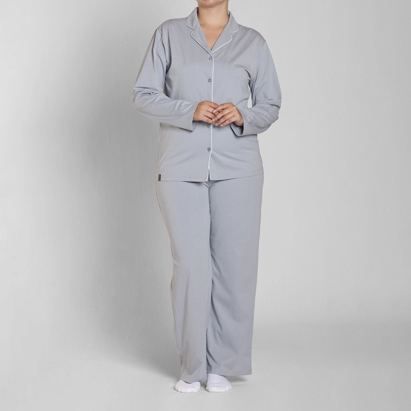 PIJAMA ALGODON ABOTONADO PANTALON LISO MUJER MONARCH - 3