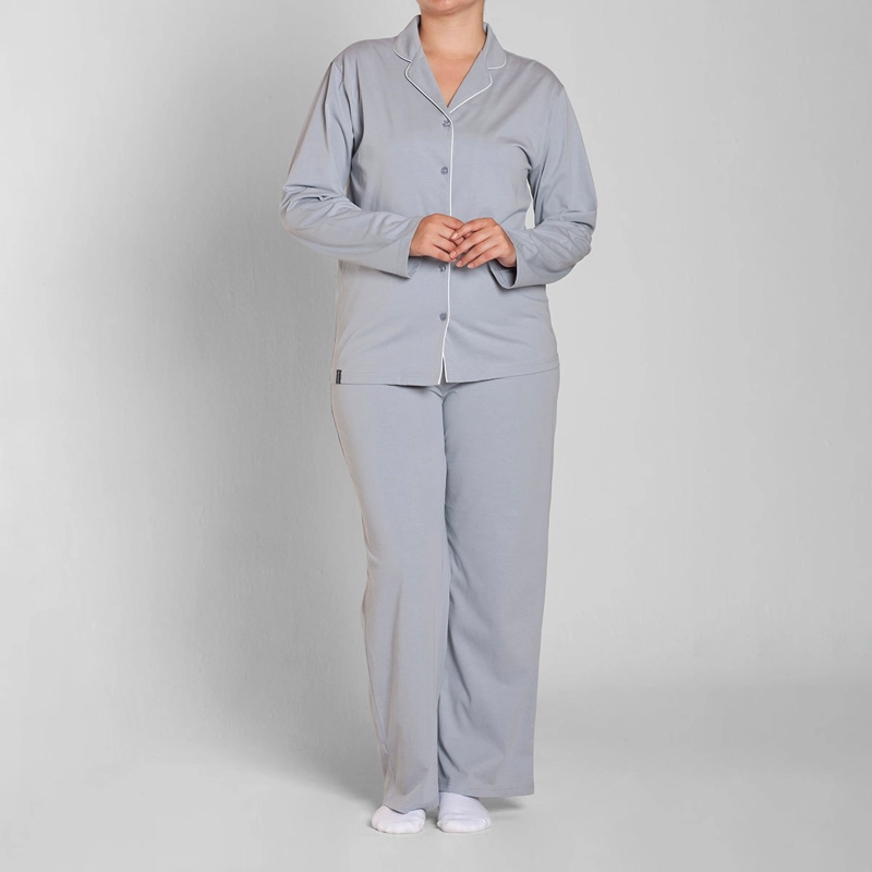PIJAMA ALGODON ABOTONADO PANTALON LISO MUJER MONARCH - 4