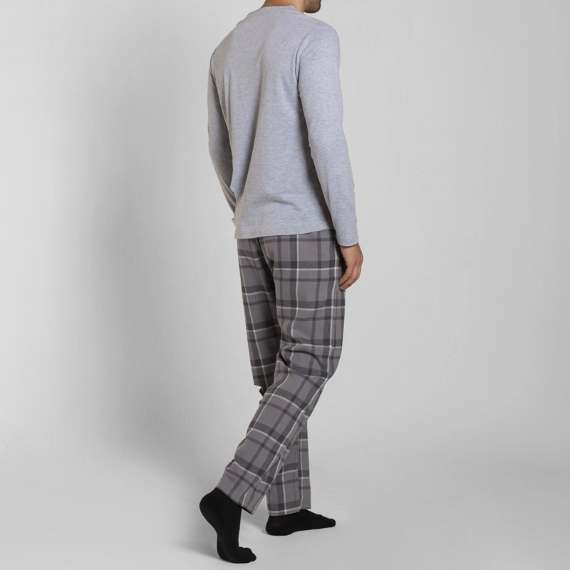 PIJAMA ALGODON MANGA LARGA PANTALON CUADROS HOMBRE MONARCH - 4