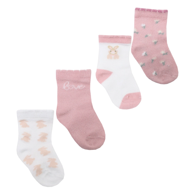 4 PARES CALCETIN BAMBOO CONEJO RECIE N NACIDO MONARCH - 1
