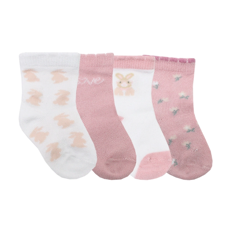 4 PARES CALCETIN BAMBOO CONEJO RECIE N NACIDO MONARCH - 3