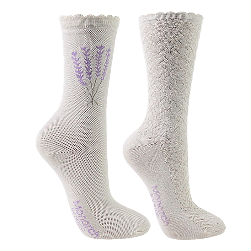 2 PARES CALCETIN BAMBOO RAMITO RELIEVE LARGO 3/4 MONARCH - 1