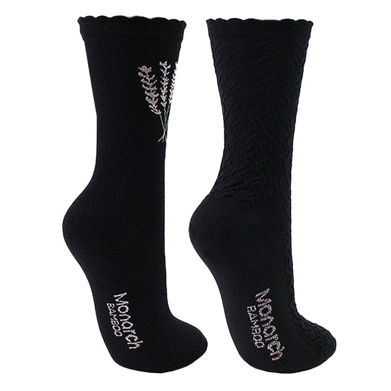 2 PARES CALCETIN BAMBOO RAMITO RELIEVE LARGO 3/4 MONARCH - 2