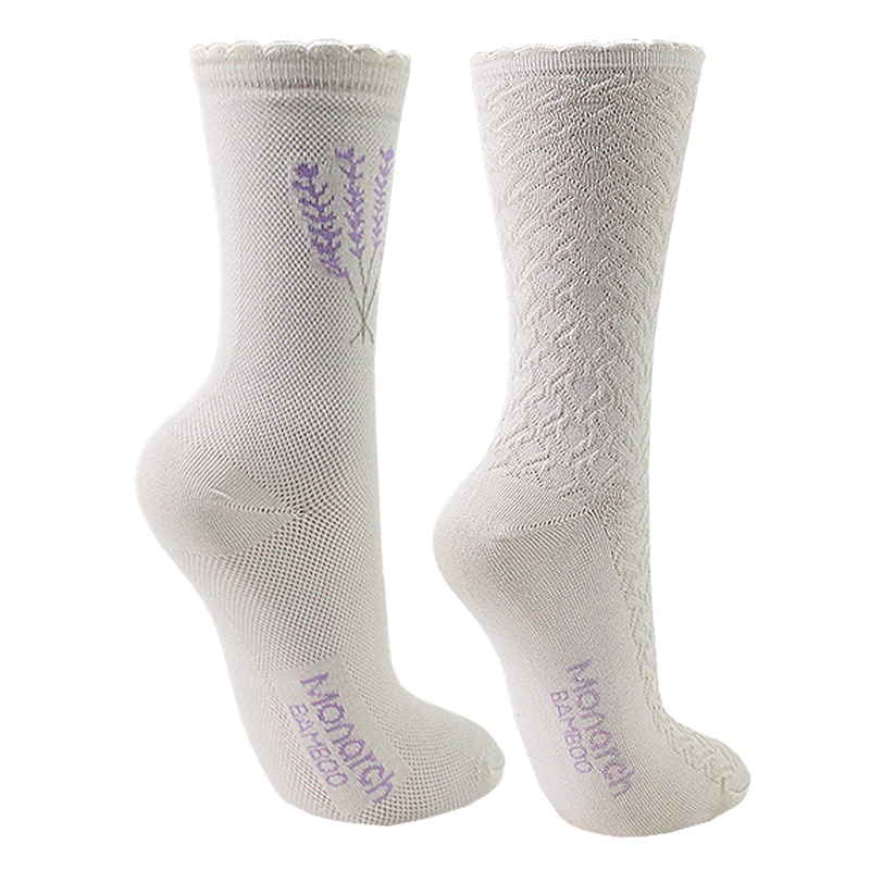 2 PARES CALCETIN BAMBOO RAMITO RELIEVE LARGO 3/4 MONARCH - 3