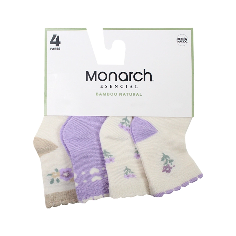 4 PARES CALCETIN BAMBOO CONEJO RECIE N NACIDO MONARCH - 3