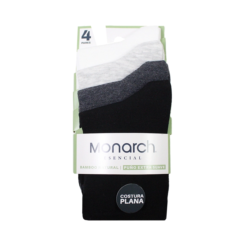 4 PARES CALCETIN BAMBOO PUÑO SUAVE KIDS LARGO 2/4 MONARCH - 3